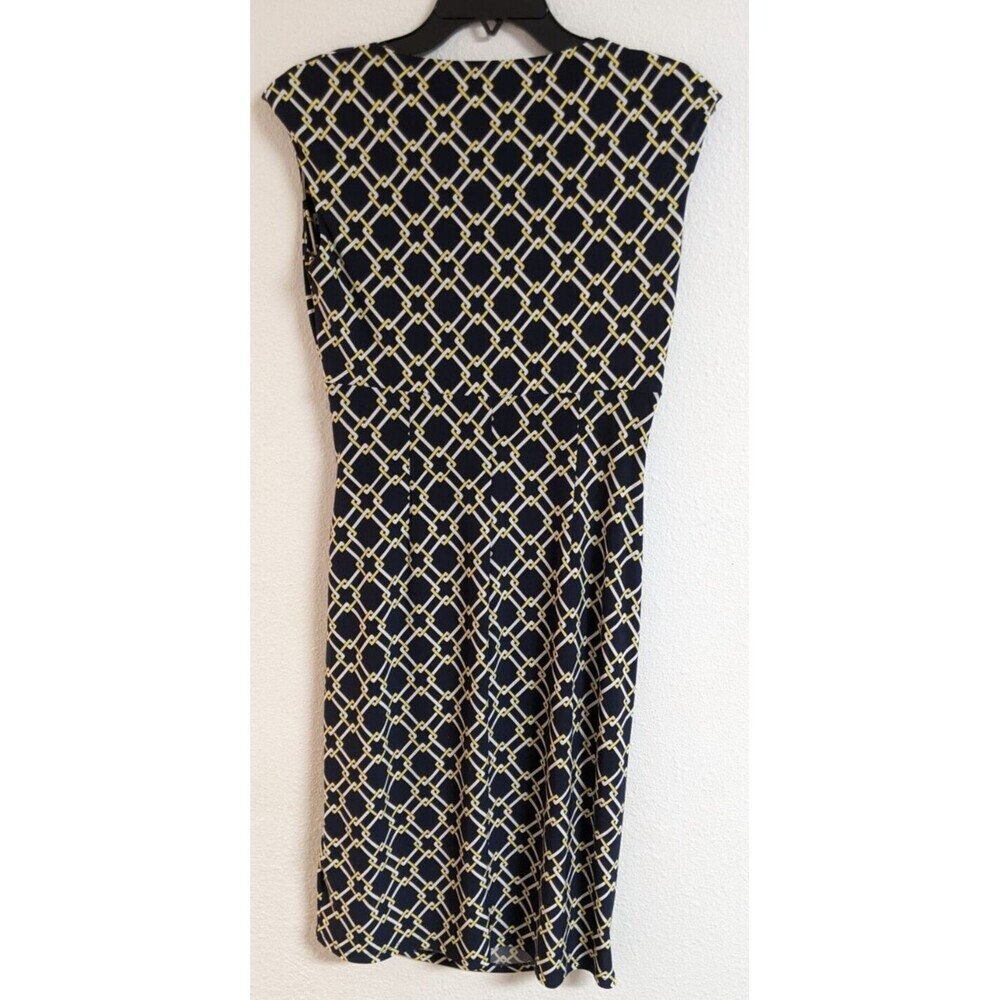 Women's LAUREN Ralph Lauren Surplice Faux Wrap Geometric Sleeveless Dress Size 4 - Picture 2 of 13